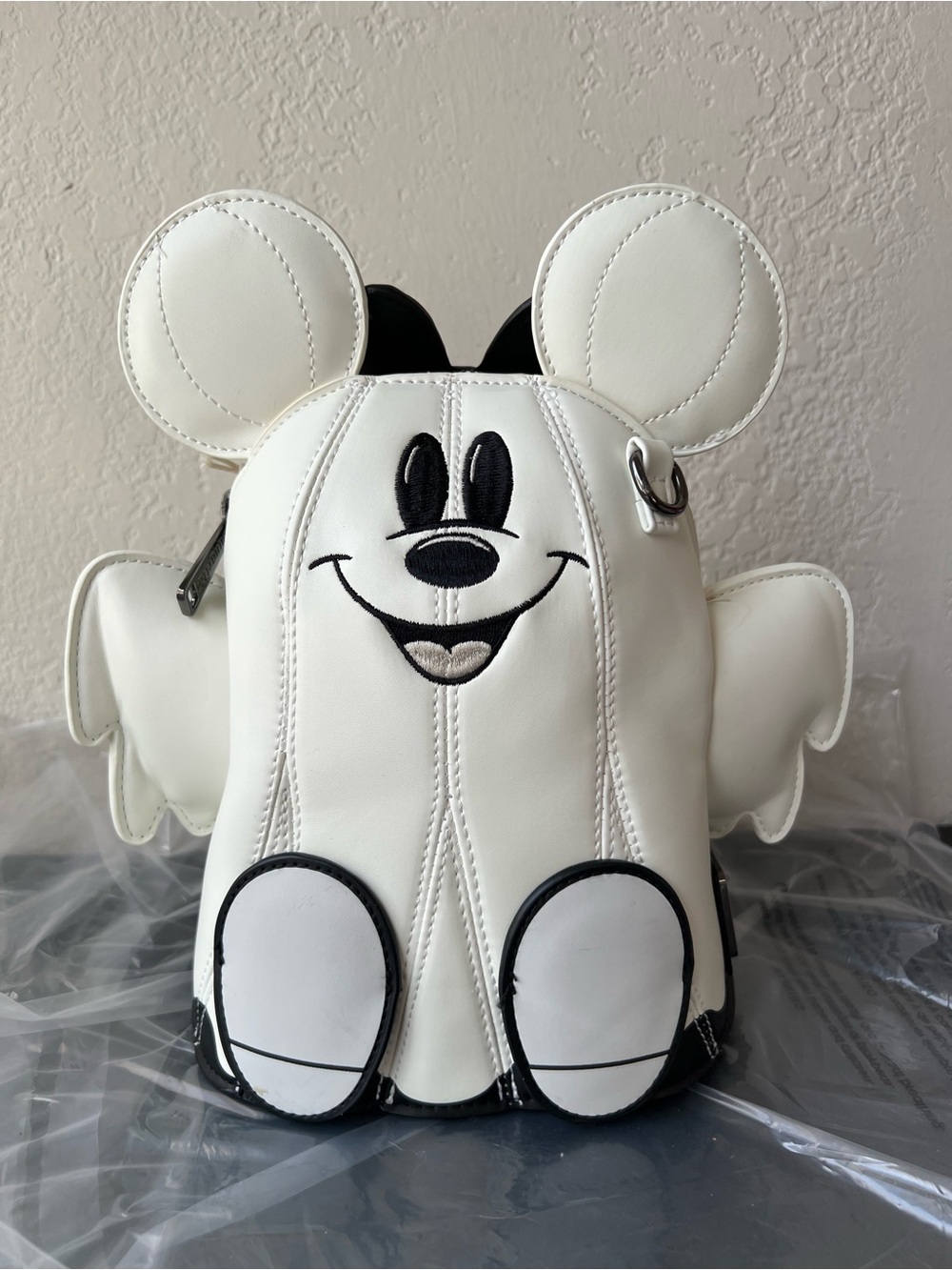 NWT Loungefly Mickey & Minnie Mouse Ghost Glow Figural Crossbody Bag *NEW DROP* - Picture 2 of 5